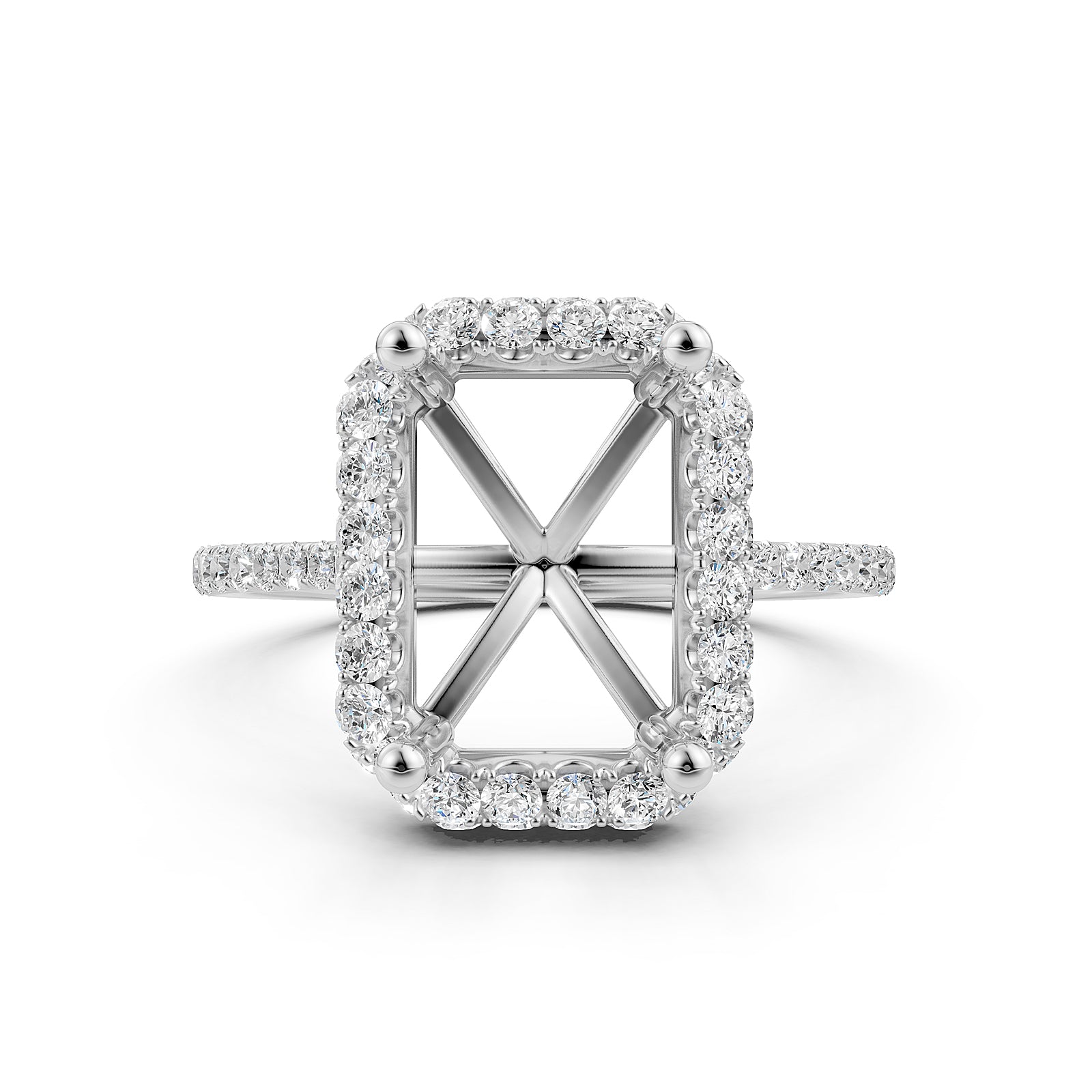 Double Halo Semi Mount Lab Grown Diamond Engagement Ring 0.53 Ct.